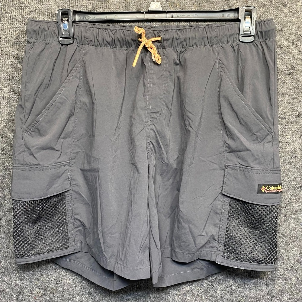 Columbia Cargo Shorts Men Size L Charcoal Gray Fishing 7'' Inseam Drawstring